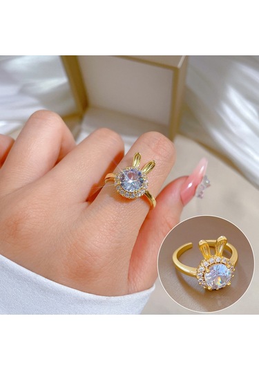 Ayarlanabilir Açıklığa Sahip Zarif Zirkon Yüzük No.53 Çok Renkli