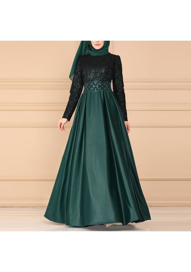 Sones Dantel Dikiş Retro Büyük Salıncak Elbise Etnik Stil Uzun Kollu İnce Elbise Mor