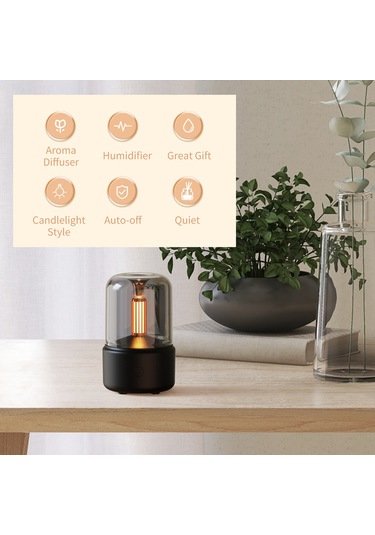 Suofeng Küçük Masaüstü Aromaterapi Makinesi - Retro Mum Işığı Efektiyle, Otomatik Kapanma Özelliği, Sessiz Nemlendirici Ve Gece Lambası