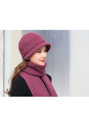 Arion Hs-01x Şık Şapka/bere Ve Atkı Takımı Bordo