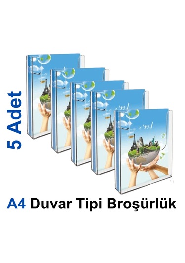 5'li Duvar Tipi Broşürlük A4 21x30 Cm
