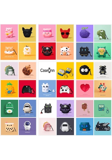 Caseonn Samsung Galaxy Buds 2 Kılıf Karakter Figürlü French Bulldog Siyah