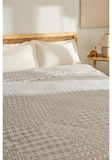 Kaşmir Home Favlo Çift Kişilik Jakar Muslin Pike Gri Gri