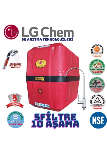 LG Cool Kırmızı 8LT 5 FL 10 Aşama Su Arıtma Cihazı