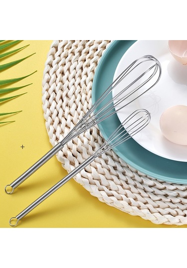 Sones 2 Adet Ev Tipi Manuel Yaylı Çırpıcı Elde Taşınabilir Paslanmaz Çelik Mini Çırpma Teli, Boyut: 8 İnç Diğer