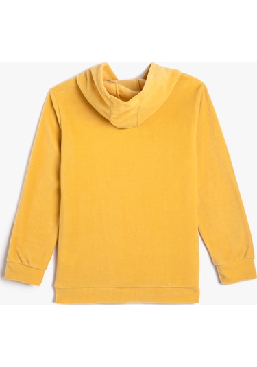 Koton Kapşonlu Sweatshirt California Baskılı Şardonlu Hardal 4wkb10041tk 4WKB10041TK192 Hardal