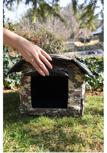 Yuga Kamuflaj Desen Kedi Evi Isı ve Yağmur Korumalı