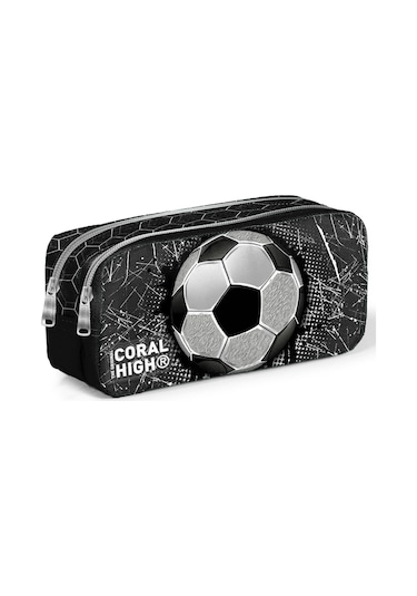 Coral High Kids Futbol Desenli İki Bölmeli Kalem Çantası 12086