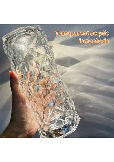 Neevoyu Akryl Rose Desenli Led Lamba, Dokunmatik 3 Renkli Sürekli Parlaklık Ayarlamalı, 2000mah Usb Şarj Edilebilir, Odalar & Dekorasyon İçin Şeffaf