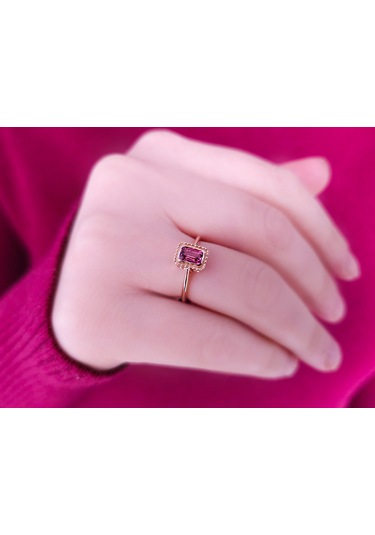 Sirius Oktagon Kesim Pembe Turmalin Tektaş Yüzük 0802R0025