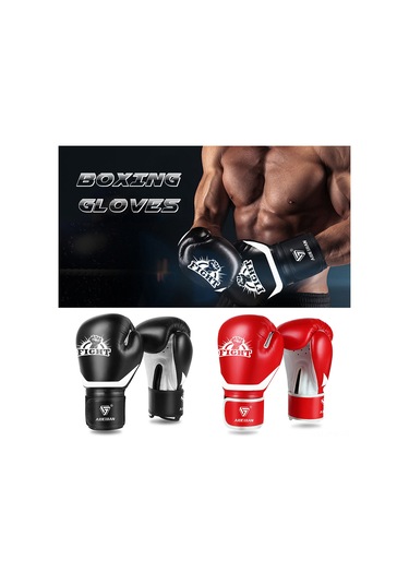 Moveevo Erkekler İçin Boks Savaş Dövüş Sandalye Korumalı Eldiveni - Bantlı, 8oz, Siyah, Kaliteli Deri Ve Şok Emici Thick Pad Siyah