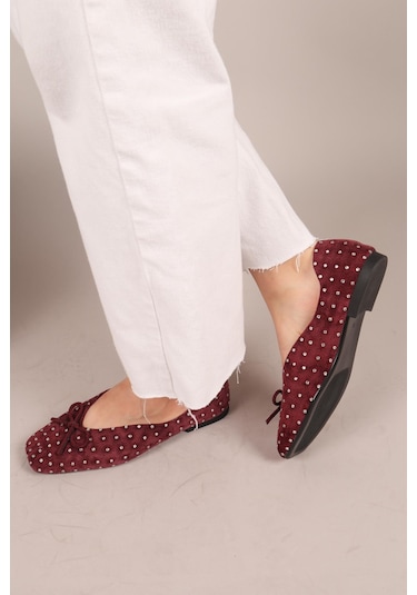 Botrop Fiyonklu Süet Babet Bordo-8301 Bordo
