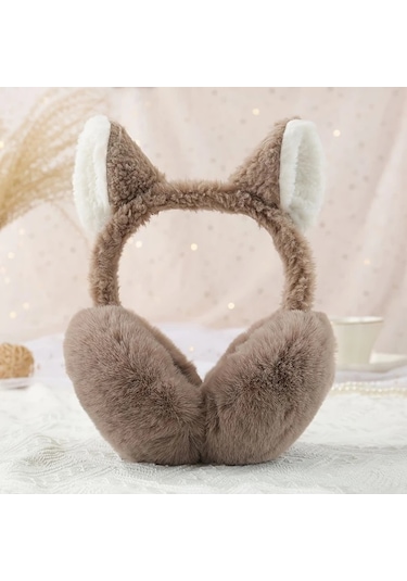 Elmpaly Kedi Kulaklı Kadınlar İçin Pembe Katlanır Tüylü Kulaklıklar