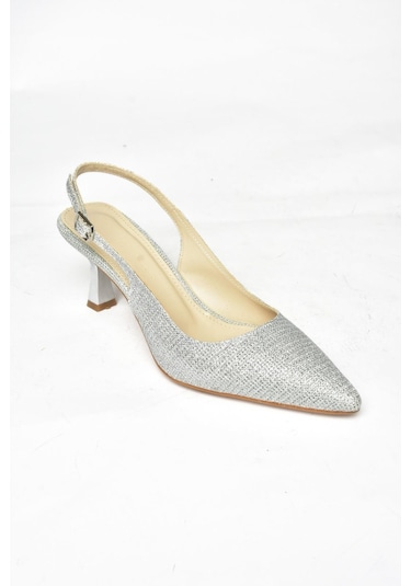 Fox Shoes S518081714 Gümüş Sim Alçak Topuklu Kadın Ayakkabı Gümüş