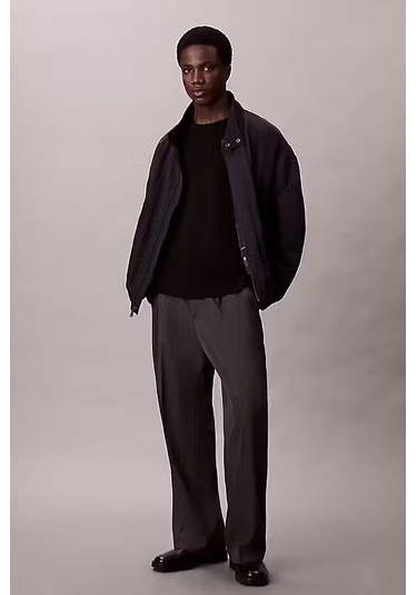 Erkek Regular Fit Merinos Yünü Triko Kazak - Siyah Black