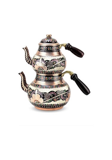 Gül Çiçek Bakır Çaydanlık Bakır