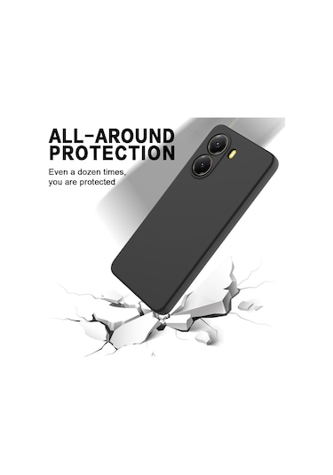 Xiaomi Poco X7 Pro İçin Düz Renk Sıvı Silikon Damlamaz Tam Kapsama Telefon Kılıfı Siyah