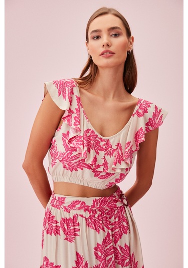 Suwen Shakira Crop Top Sba24520849 Pembe Çiçekli Pembe