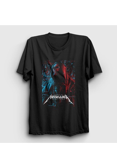 Presmono Unisex Cloak Metallica T-shirt Siyah