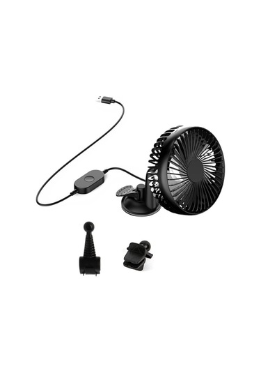 Evrensel 5v 360 Derece Dönebilen Usb Araç Vantilatörü Büyük Rüzgar Üç Hız Kontrolü Vantuzlu Usb Araç Vantilatörü