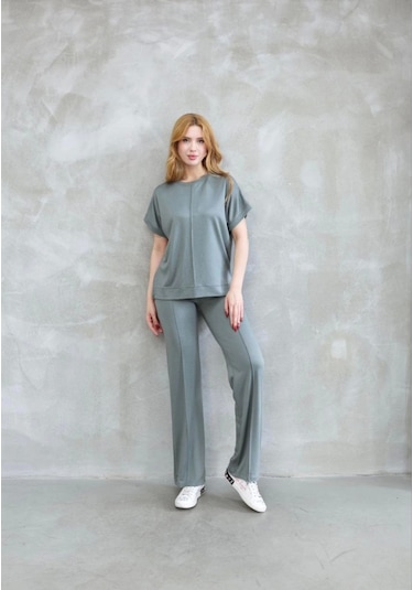 Osy Modal Yumuşak Dokulu Kumaş Bisiklet Yaka Kısa Kollu Takım - Mint Yeşili Mint Yeşili