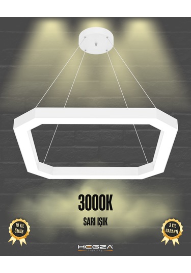 Bagel Beyaz Kasa, Sarı Işık Modern Sarkıt Led Avize Beyaz