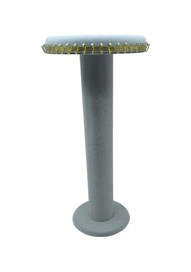 Süet Kumaş Gri Renk 35 Cm Yuvarlak Model Kolye-tesbih-bileklik Standı