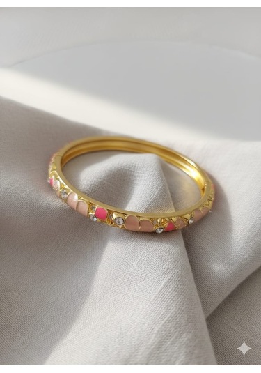 Mineli Açık Pembe Çelik Bileklik Pembe