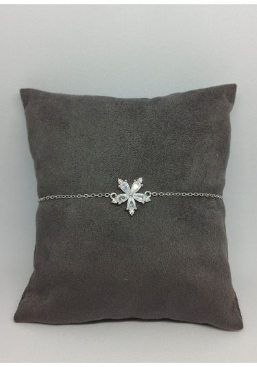 Çiçek Motifli Taşlı Gümüş Takı Seti 925 Ayar, Şık Ve Zarif Kadın Aksesuarı Gümüş