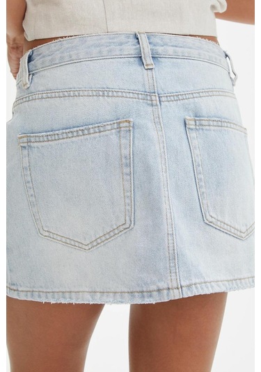 Madmext Buz Mavi Mini Jean Etek Mg2099 Buz Mavi