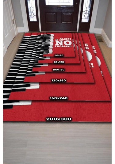 Homshtag 88 Tuş 10 Parmak Kırmızı Halı Piyano Müzik Sever Halı Çok Renkli