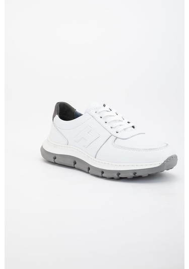 Hakiki Deri Erkek Günlük Ayakkabı Beyaz H Model Eva Taban-3481 Beyaz
