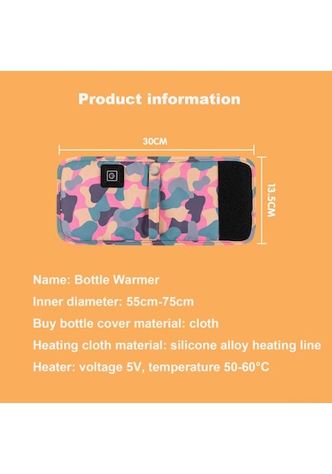 Padalink Usb Şarjlı Dış Mekan Bebek Biberon Isıtıcı Kılıfı - Camo Mavi - Avrupa Standartı - Akıllı Sıcaklık Kontrolü Ve Isı Saklama Özelliği