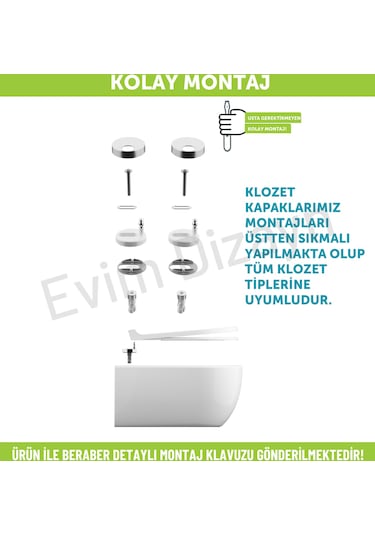 Aqua Bagno Roxy Yavaş Kapanan Klozet Kapağı - Duroplast