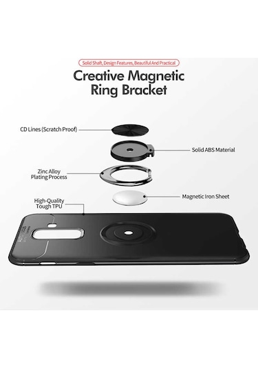 Samsung Uyumlu Galaxy A6 Plus 2018 Kılıf Yüzüklü Magnetli Ravel Case