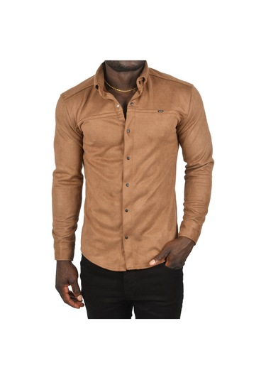 Deepsea Erkek Açık Kahve Çıtçıtlı Süet Gömlek 2500556 Açık Kahverengi
