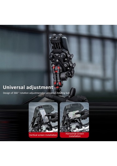 Fortunelane Motosiklet Telefon Tutucu Ayna Tipi, Sekizgen Yuvarlanma Engeli, Alüminyum Ve Pc Malzeme