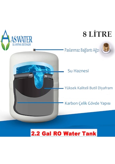 Su Arıtma Cihazı Çelik Su Tankı 2.2 Galon 8lt Tank 1