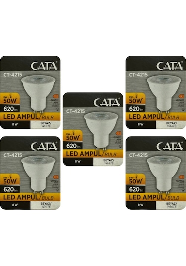 5 Adet Cata 8w 50w 6500k Beyaz Işık Gu10 Duylu Led Spot Ampul