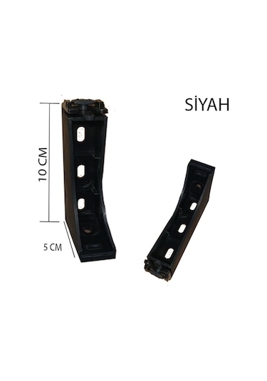 Perdemix Dekoratif Ray Montaj Aparatı Uzun Ayak 10 CM 4 Adet Siyah