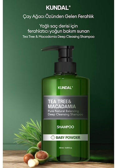 Kundal Baby Powder Tea Tree & Macadamia Deep Cleansing Shampoo 500 ML