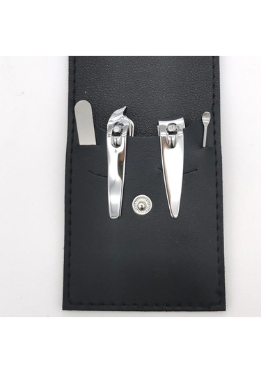 Symbee Stainless Steel Tırnak Kırıcı Seti 4'lü - Eğri Kenar, Yüksek Sertlik Ve Korozyon Direnci İle Pu Malzeme Siyah