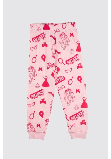 Zuzunga Barbie Desenli %100 Pamuk Kız Çocuk Pijama Takımı Pembe