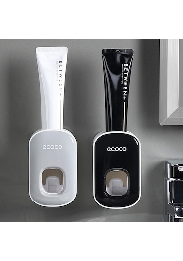 Gri Banyo Otomatik Diş Macunu Dispenseri Duvara Monte Diş Macunu Sıkacağı Aksesuarları Seti Otomatik Sıkacağı Tutucu Raf Aracı Gri