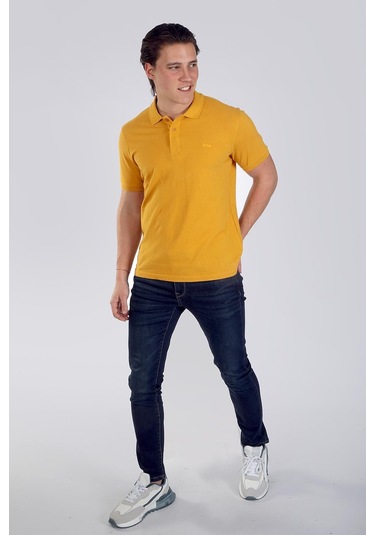 Lee Cooper Twins 1 Erkek %100 Pamuk Pike Polo Yaka T-shirt Hardal-17942 HARDAL