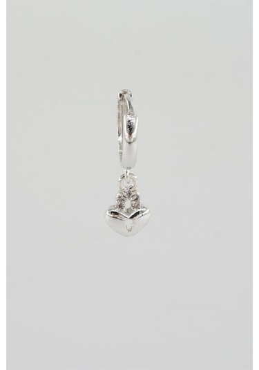 Kadın Kendi Tarzını Oluştur Zirkon Taşlı Kalp Figürlü 1 Adet Küpe-3708 Gümüş