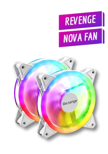 Nova Bilgisayar Kasası İle Uyumlu 2-4 Adet 12cm Rgb Fan Nova Fanı 120mm Fan 2'li Beyaz