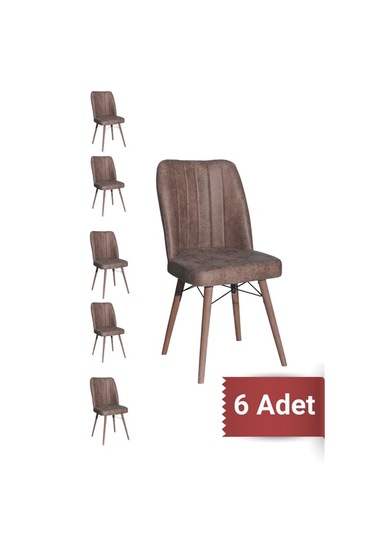 Avenza Living Kare Gold Mutfak Sandalyesi 6 Adet Acı Kahve
