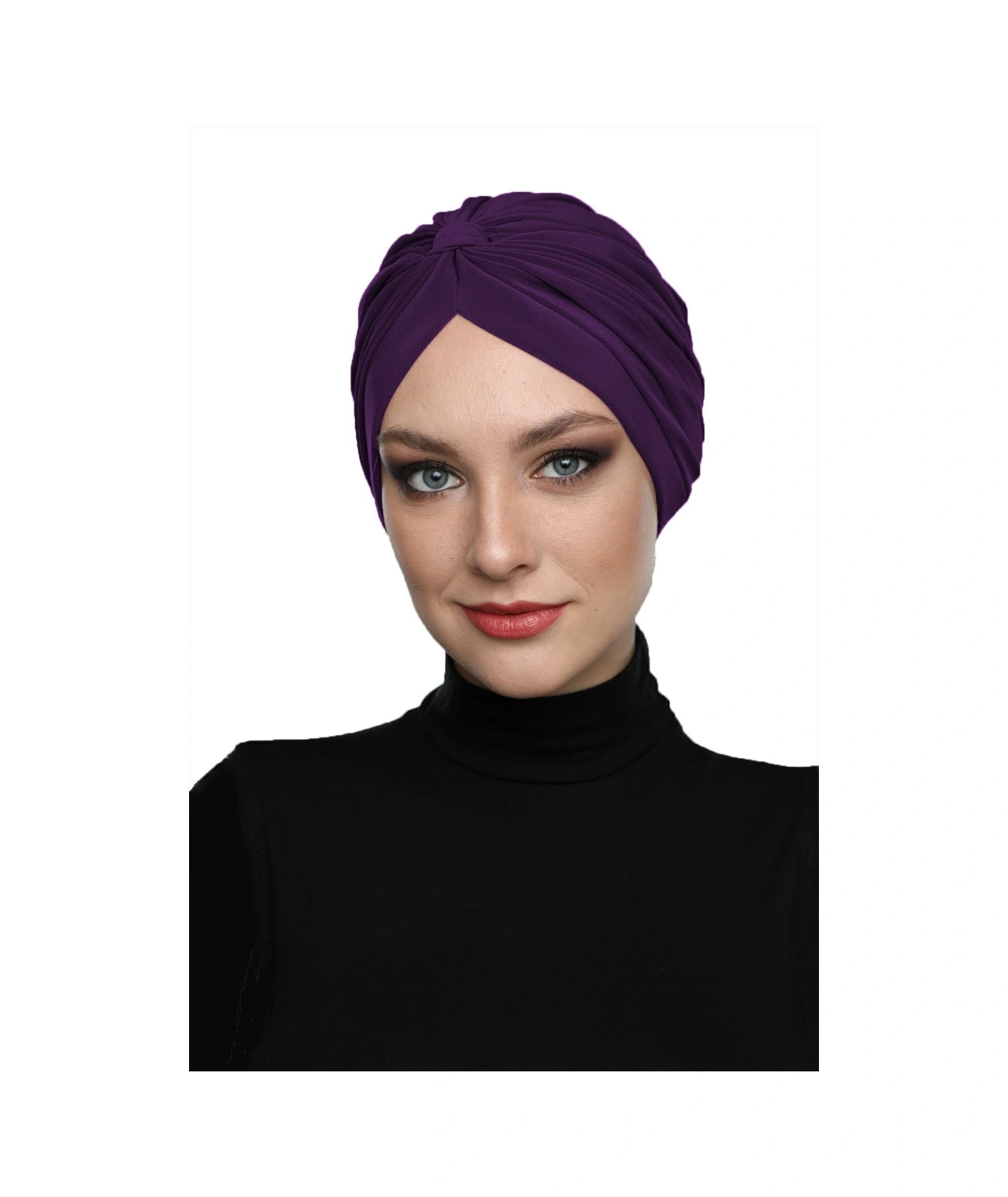 Çapraz Bantlı Mor Hazır Türban Tesettür Havuz Bonesi Mor