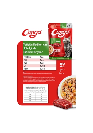 Cango Yaş Yetişkin Kedi Maması Etli Biftekli 80 Gr